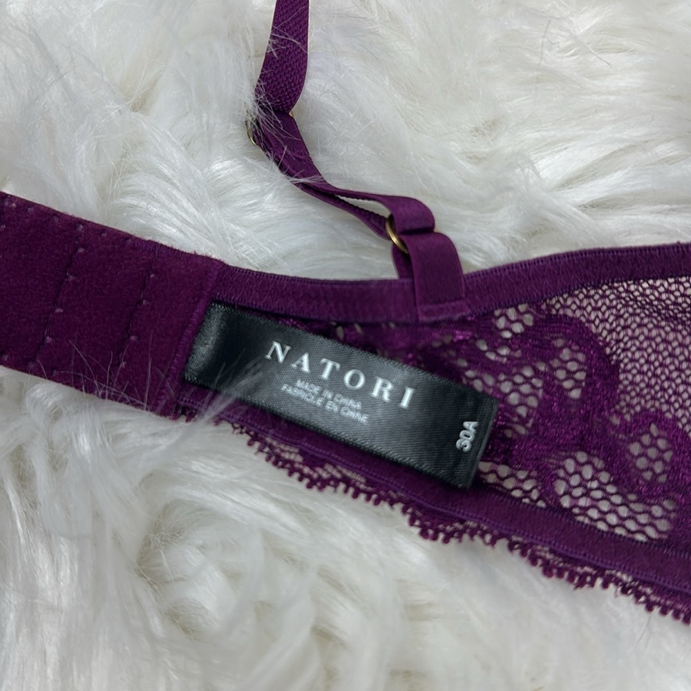 Natori Purple Wine Lace Triangle Bralette Intimates 30A NWT - Picture 7 of 8